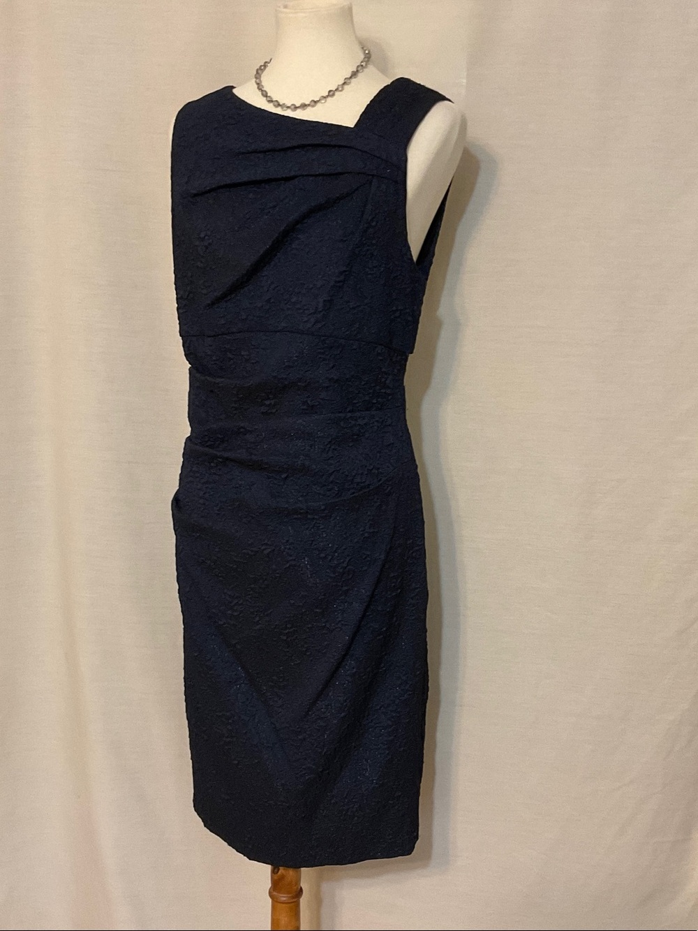 Adrianna Papell Dark Blue Brocade Sheath Dress - Picture 5 of 15
